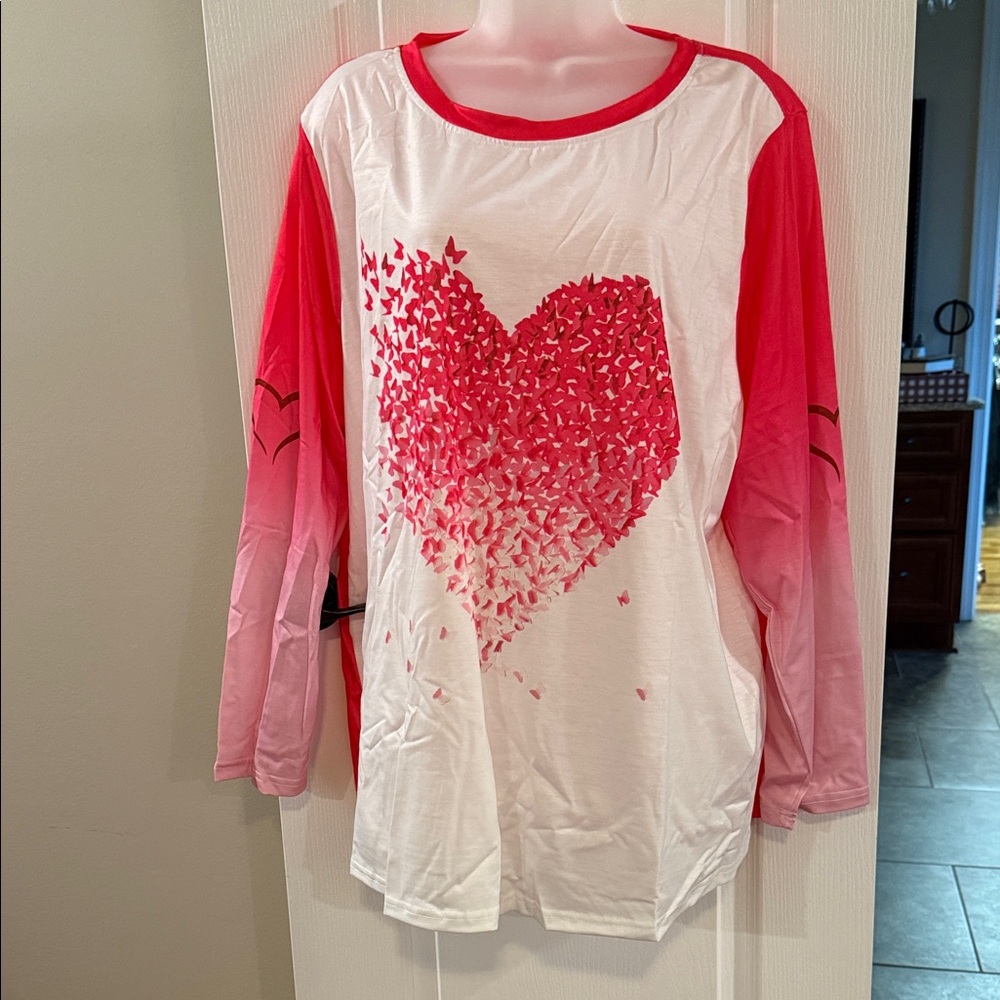 SHEIN Curve Pink and Red Top